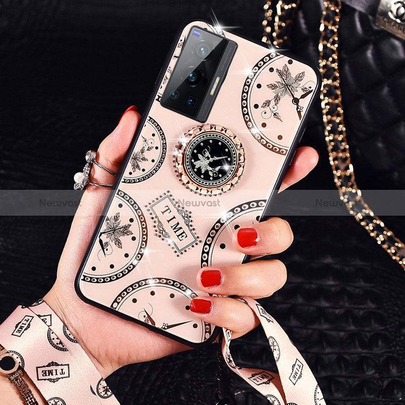 Silicone Frame Fashionable Pattern Mirror Case Cover TB1 for Vivo X70 Pro 5G