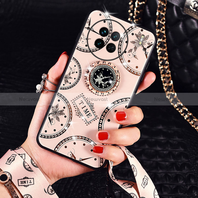 Silicone Frame Fashionable Pattern Mirror Case Cover TB1 for Vivo X90 5G