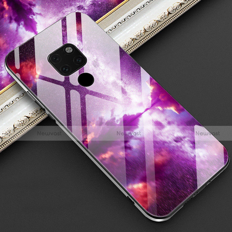 Silicone Frame Fashionable Pattern Mirror Case Cover Z01 for Huawei Mate 20 Purple