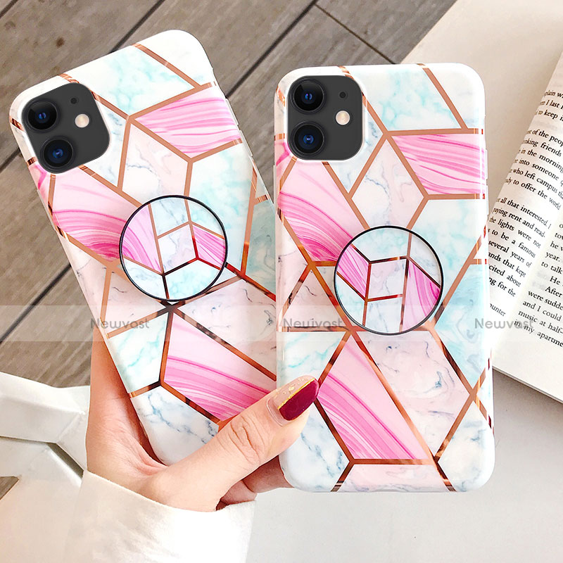 Silicone Frame Fashionable Pattern Mirror Case for Apple iPhone 11 Pink