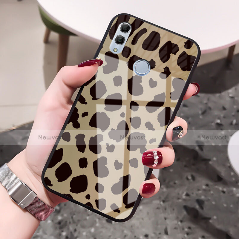 Silicone Frame Fashionable Pattern Mirror Case for Huawei Honor 10 Lite Brown