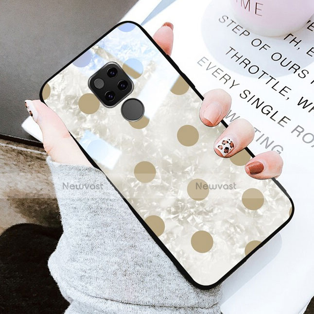 Silicone Frame Fashionable Pattern Mirror Case for Huawei Mate 20 Gold