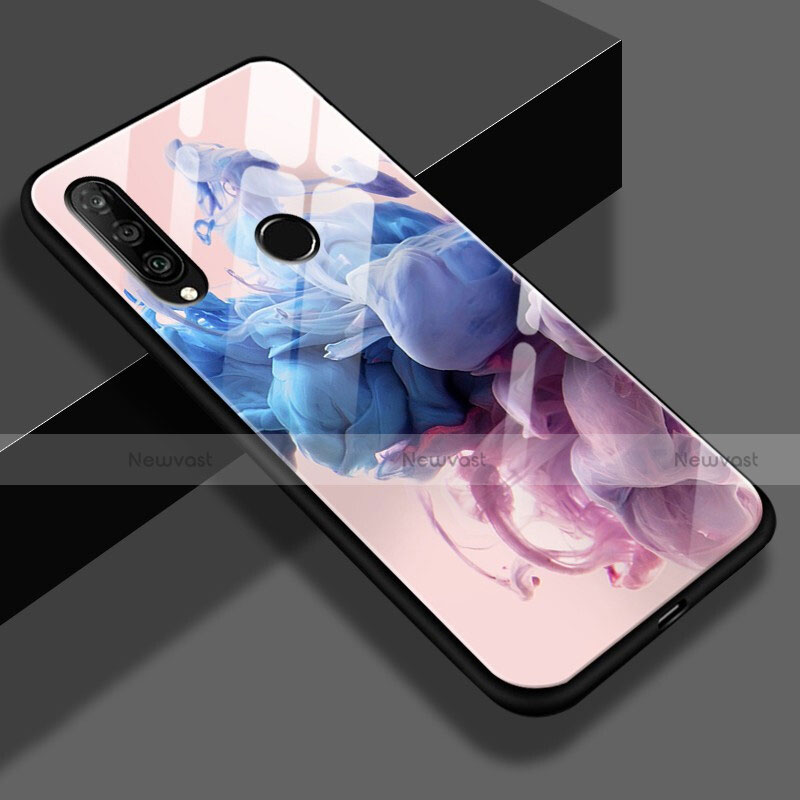 Silicone Frame Fashionable Pattern Mirror Case for Huawei P30 Lite Pink