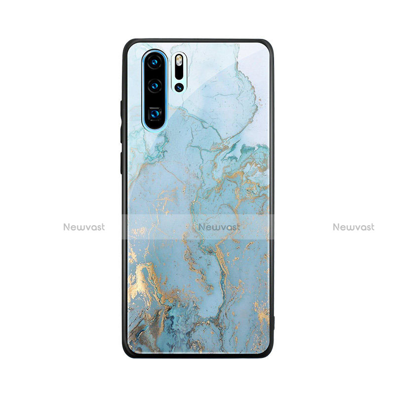 Silicone Frame Fashionable Pattern Mirror Case K01 for Huawei P30 Pro New Edition Sky Blue