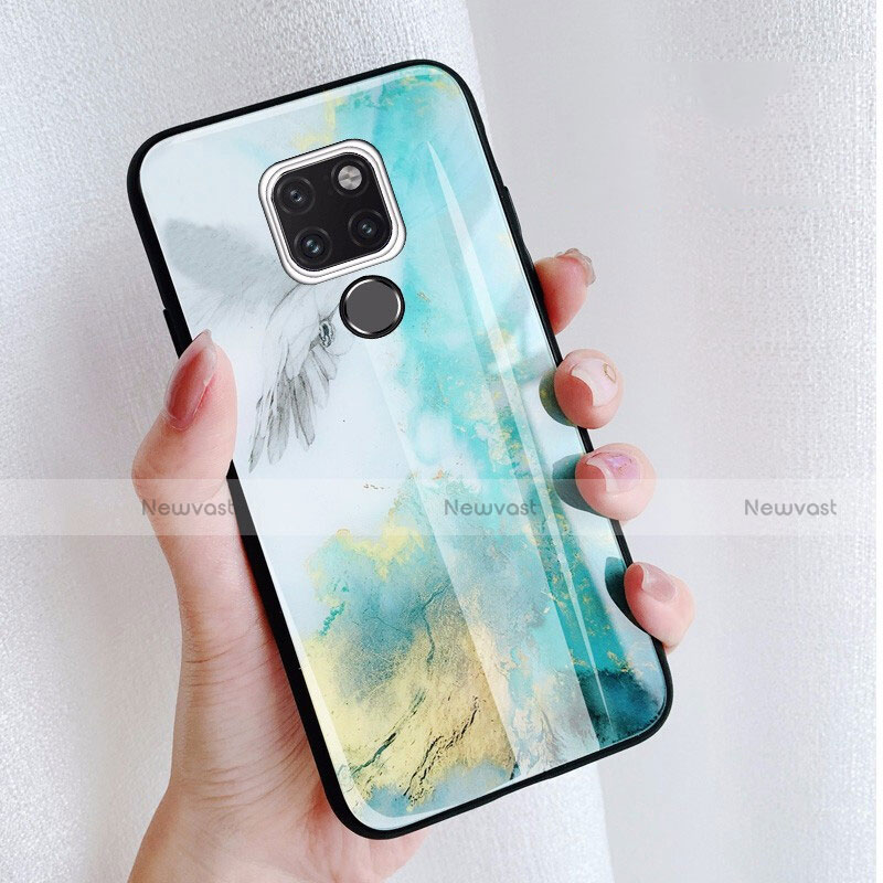 Silicone Frame Fashionable Pattern Mirror Case S01 for Huawei Mate 20 Blue