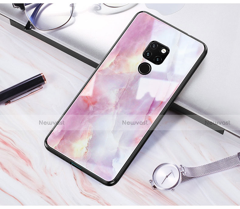 Silicone Frame Fashionable Pattern Mirror Case S01 for Huawei Mate 20 Pink