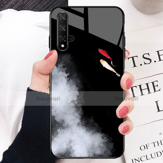 Silicone Frame Fashionable Pattern Mirror Case S01 for Huawei Nova 5T Black