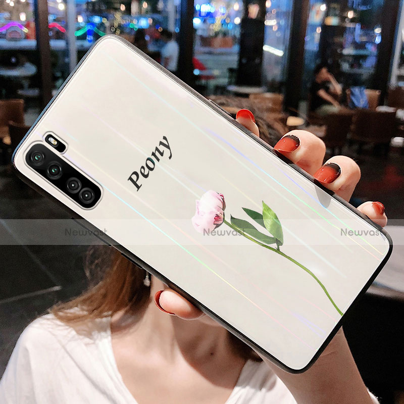 Silicone Frame Flowers Mirror Case Cover for Huawei Nova 7 SE 5G