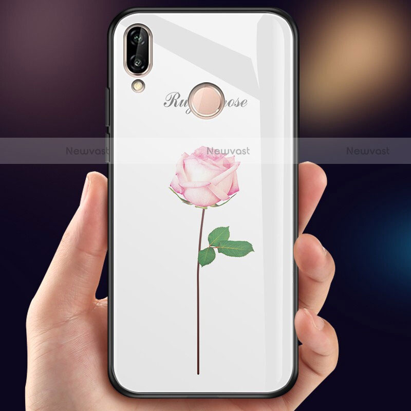 Silicone Frame Flowers Mirror Case Cover for Huawei P20 Lite