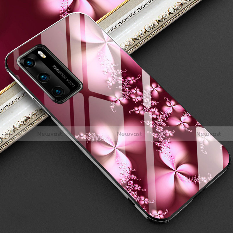 Silicone Frame Flowers Mirror Case Cover for Huawei P40