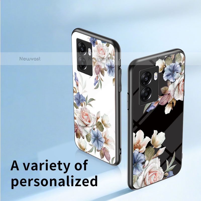 Silicone Frame Flowers Mirror Case Cover for OnePlus Nord N300 5G