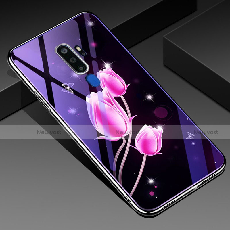 Silicone Frame Flowers Mirror Case Cover for Oppo A9 (2020)