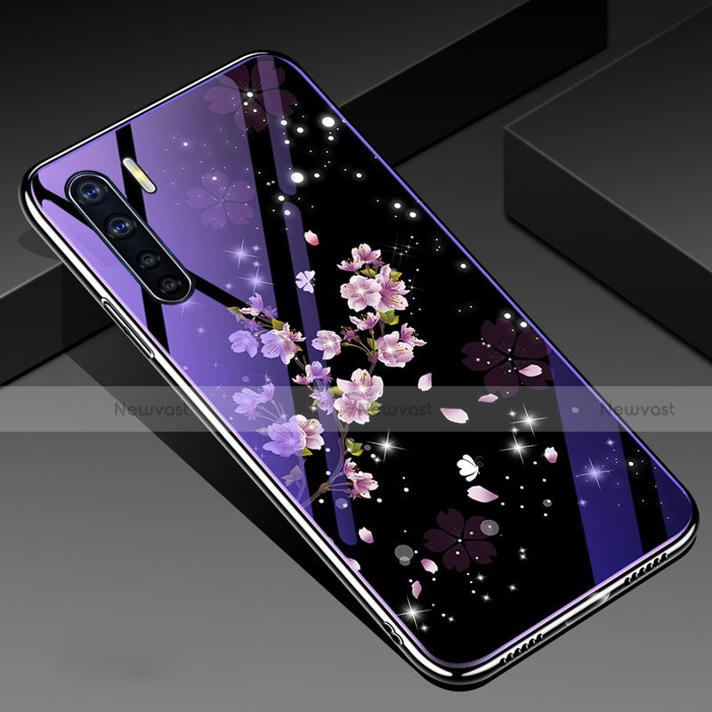 Silicone Frame Flowers Mirror Case Cover for Oppo A91 Colorful