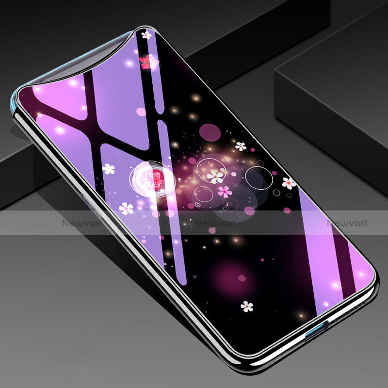 Silicone Frame Flowers Mirror Case Cover for Oppo Find X Purple