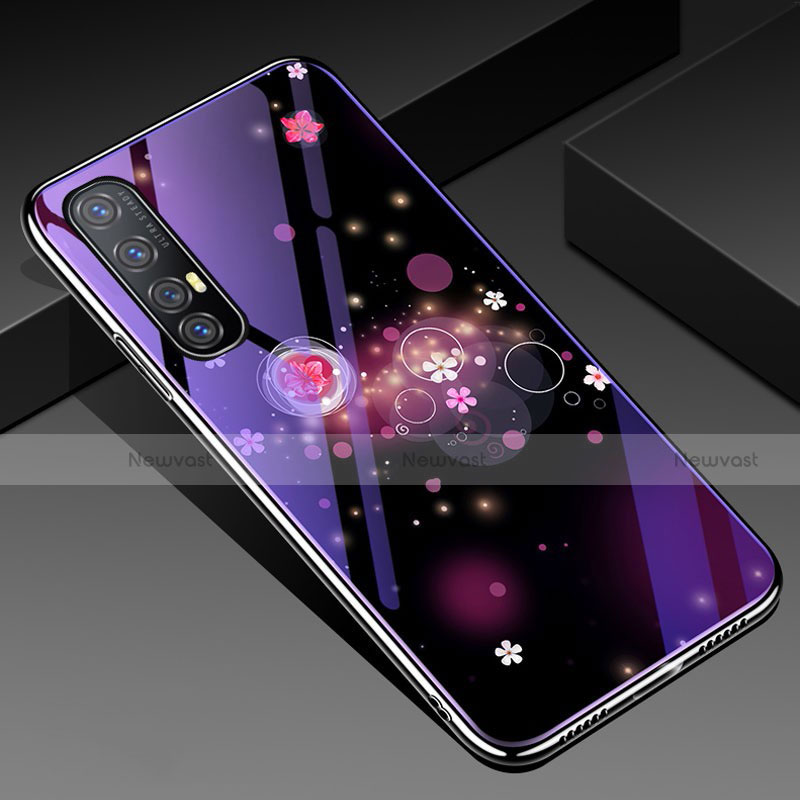 Silicone Frame Flowers Mirror Case Cover for Oppo Find X2 Neo