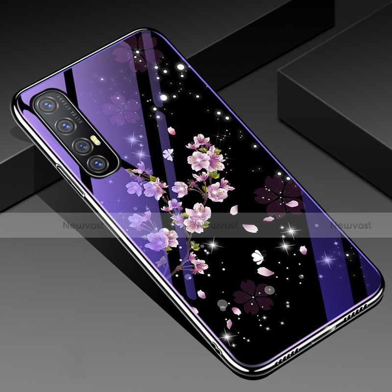 Silicone Frame Flowers Mirror Case Cover for Oppo Find X2 Neo