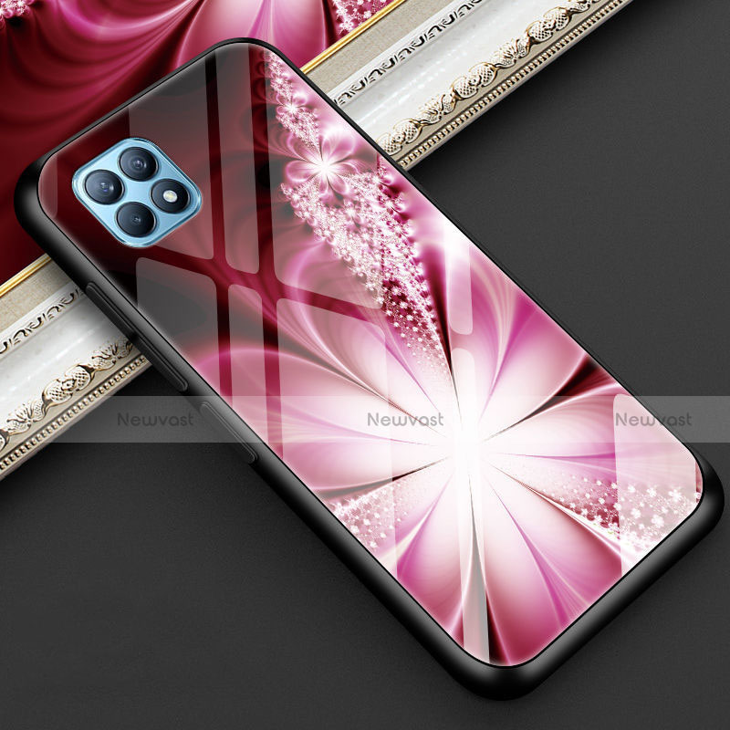 Silicone Frame Flowers Mirror Case Cover for Oppo Reno4 SE 5G