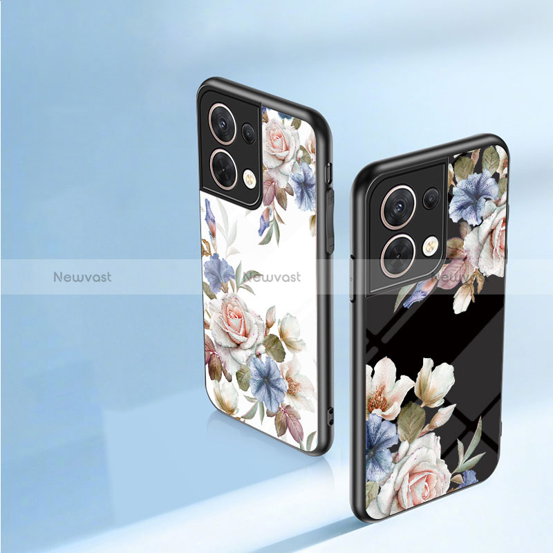 Silicone Frame Flowers Mirror Case Cover for Oppo Reno9 5G