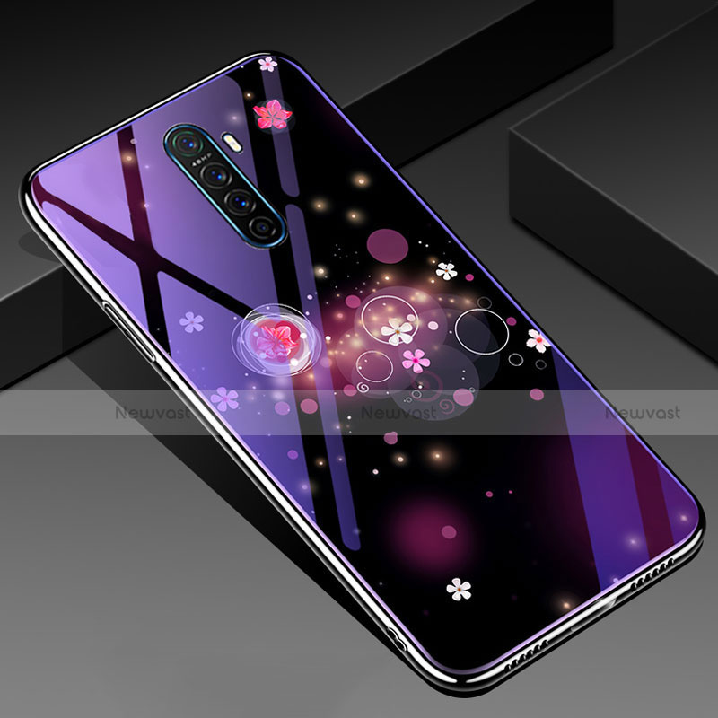 Silicone Frame Flowers Mirror Case Cover for Realme X2 Pro Purple