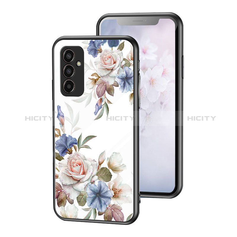 Silicone Frame Flowers Mirror Case Cover for Samsung Galaxy F13 4G White