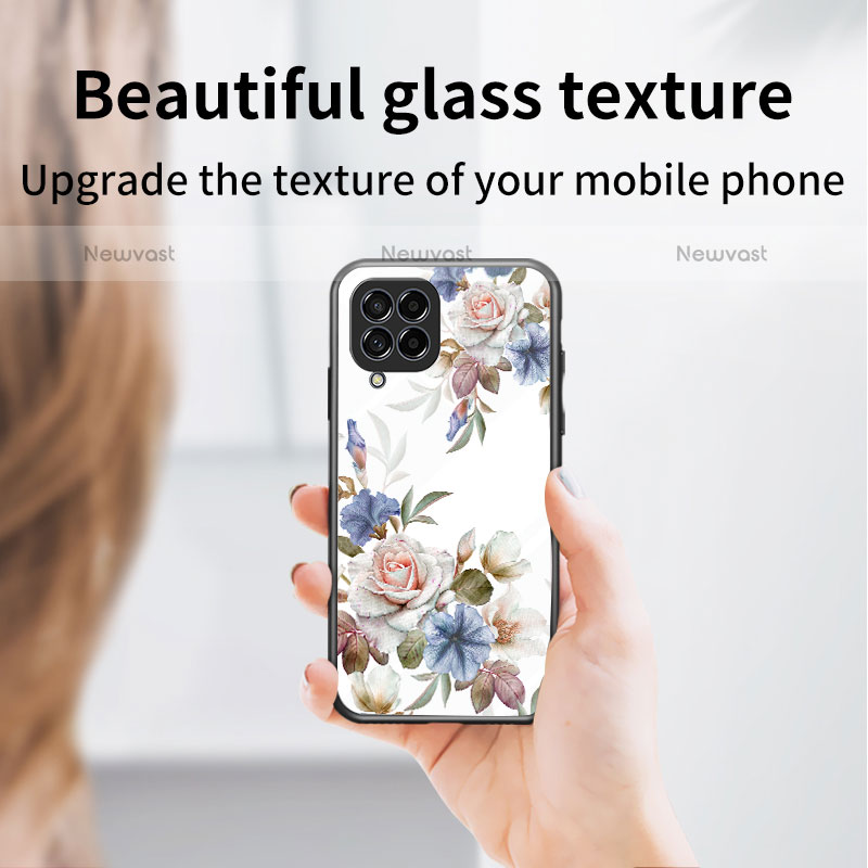 Silicone Frame Flowers Mirror Case Cover for Samsung Galaxy M53 5G