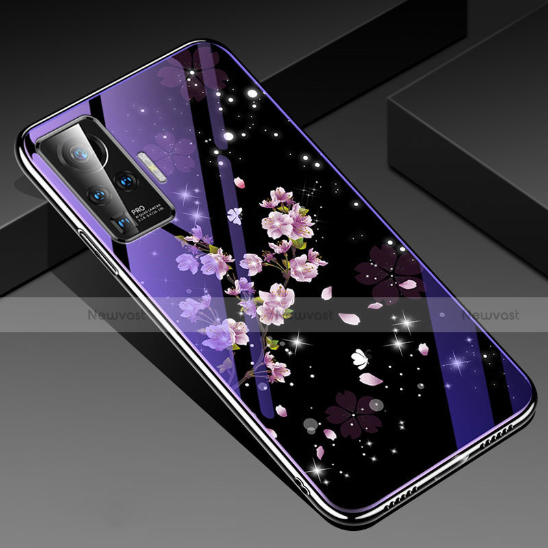 Silicone Frame Flowers Mirror Case Cover for Vivo X50 Pro 5G