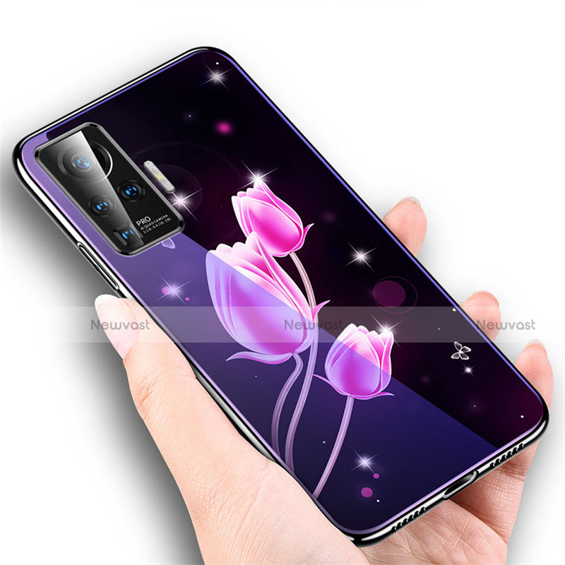 Silicone Frame Flowers Mirror Case Cover for Vivo X50 Pro 5G