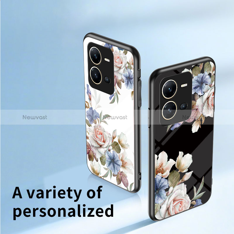 Silicone Frame Flowers Mirror Case Cover for Vivo X80 Lite 5G