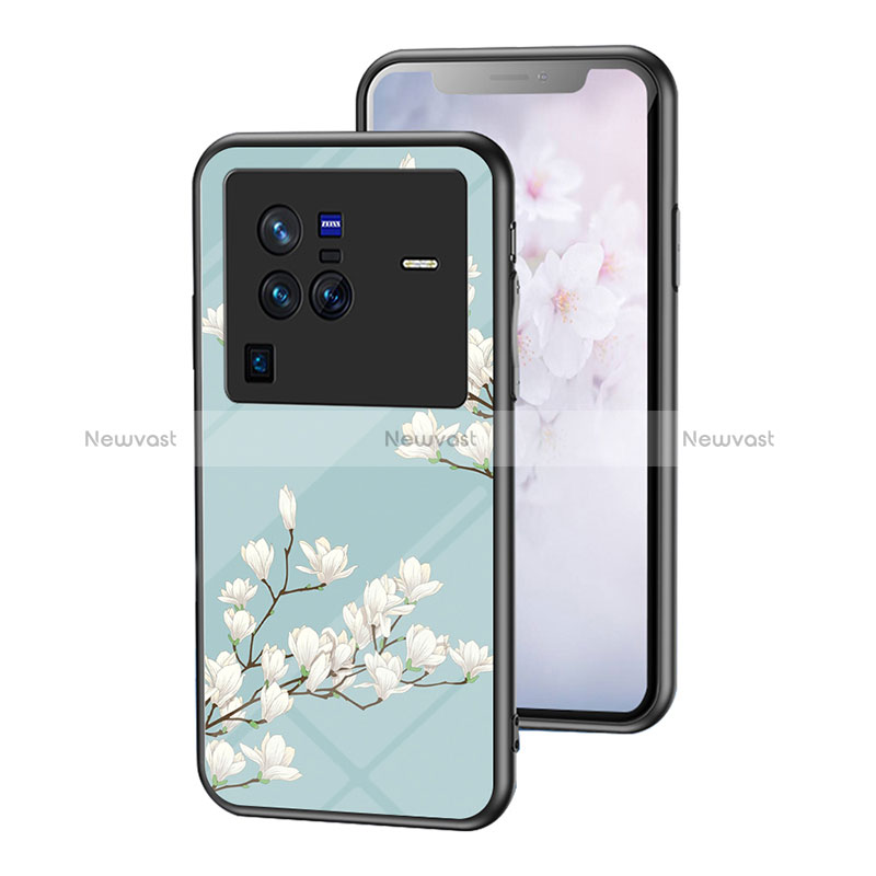 Silicone Frame Flowers Mirror Case Cover for Vivo X80 Pro 5G