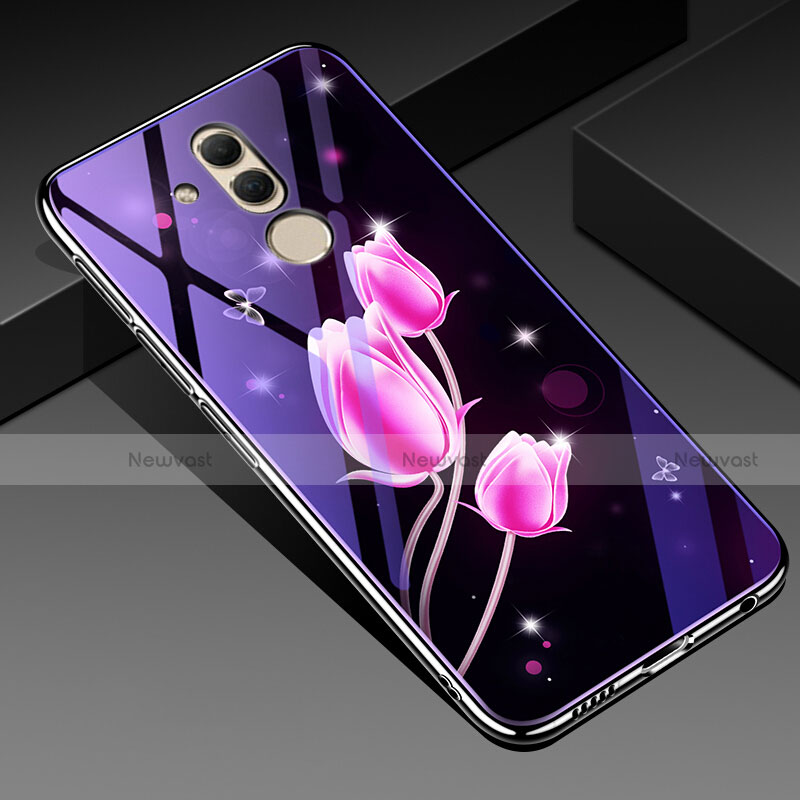 Silicone Frame Flowers Mirror Case Cover H01 for Huawei Mate 20 Lite