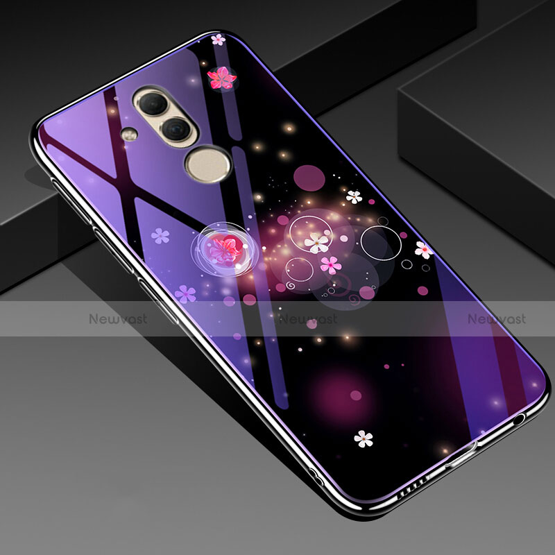 Silicone Frame Flowers Mirror Case Cover H01 for Huawei Mate 20 Lite Mixed
