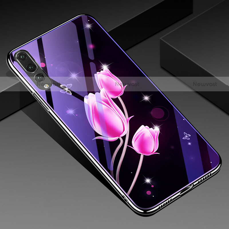 Silicone Frame Flowers Mirror Case Cover K01 for Huawei P20 Pro