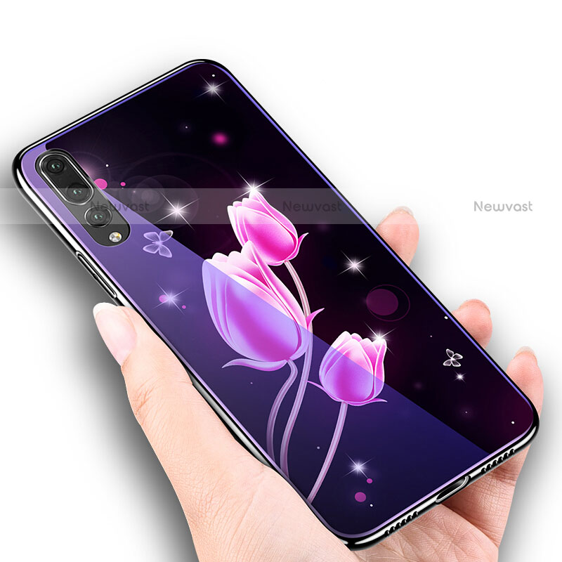 Silicone Frame Flowers Mirror Case Cover K01 for Huawei P20 Pro
