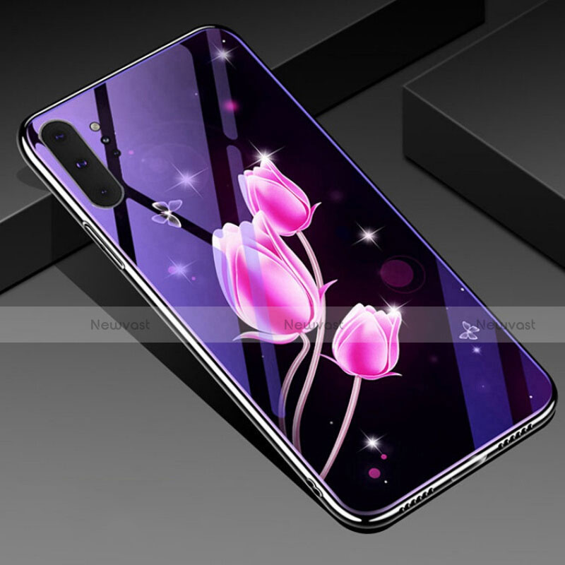 Silicone Frame Flowers Mirror Case Cover K01 for Samsung Galaxy Note 10 Plus