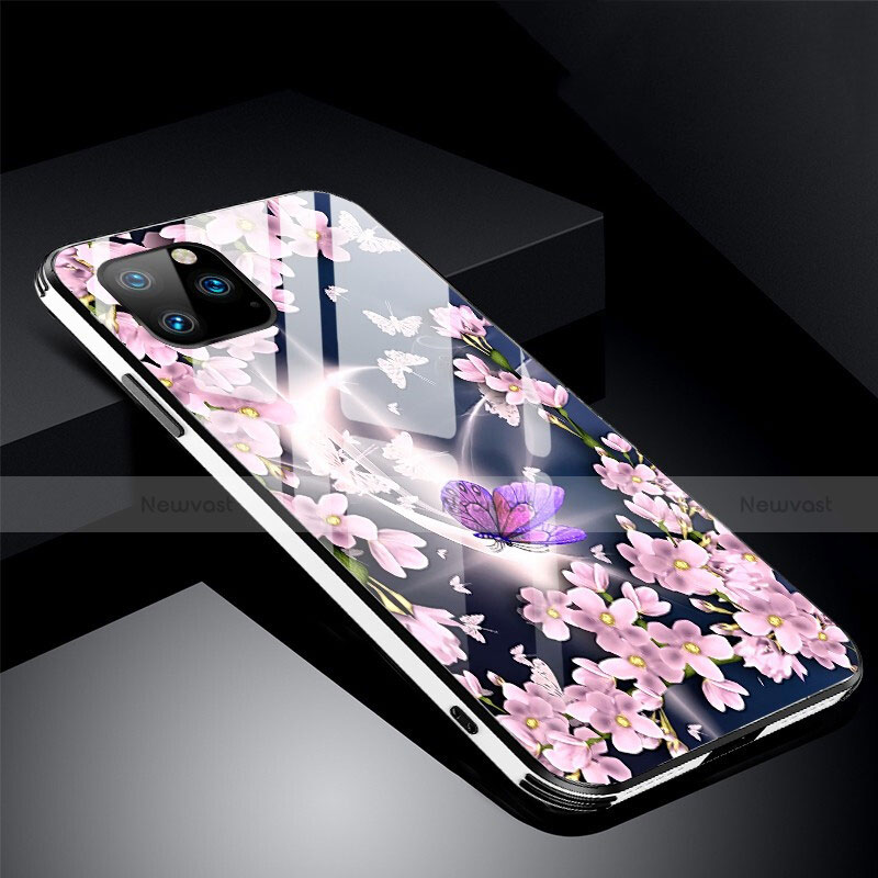 Silicone Frame Flowers Mirror Case Cover M01 for Apple iPhone 11 Pro Max