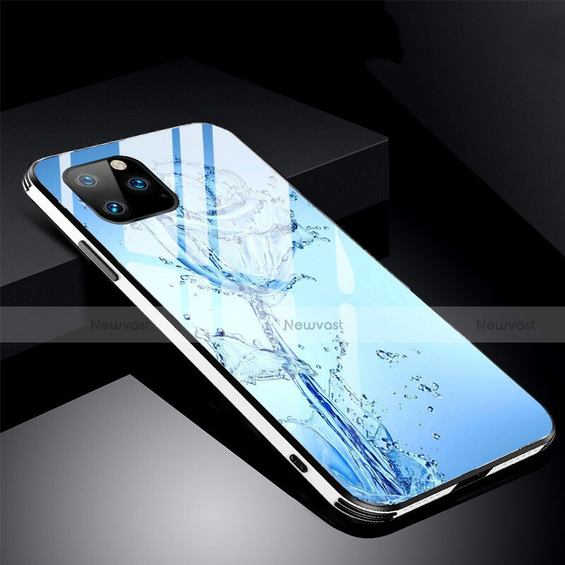 Silicone Frame Flowers Mirror Case Cover M01 for Apple iPhone 11 Pro Sky Blue