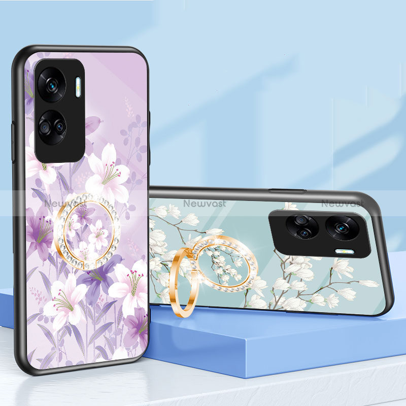 Silicone Frame Flowers Mirror Case Cover S01 for Huawei Honor 90 Lite 5G