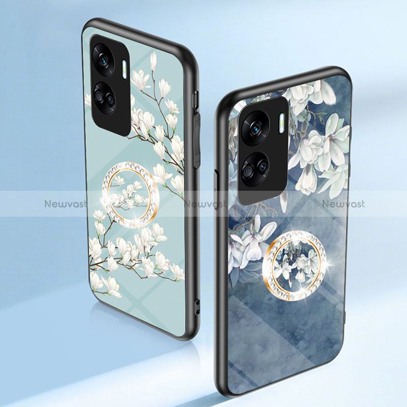 Silicone Frame Flowers Mirror Case Cover S01 for Huawei Honor 90 Lite 5G