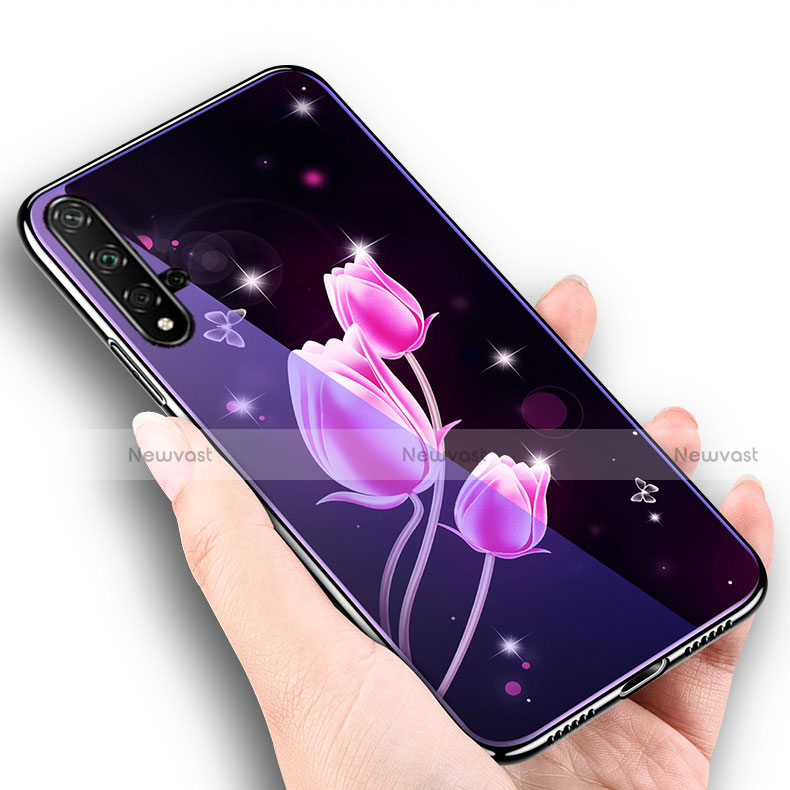 Silicone Frame Flowers Mirror Case Cover S01 for Huawei Nova 5T