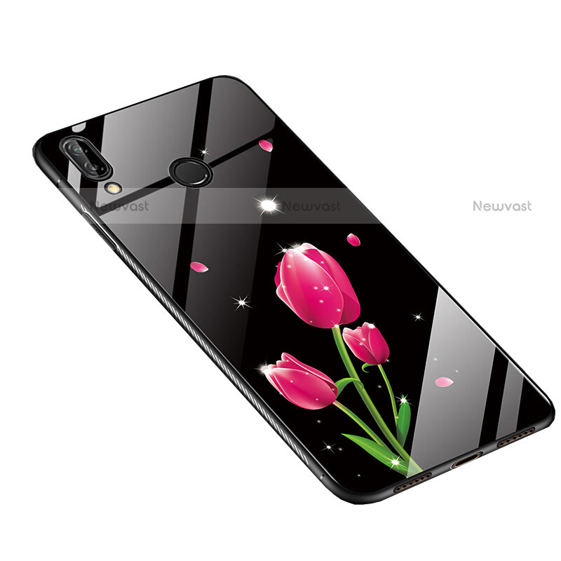 Silicone Frame Flowers Mirror Case Cover S01 for Huawei P20 Lite