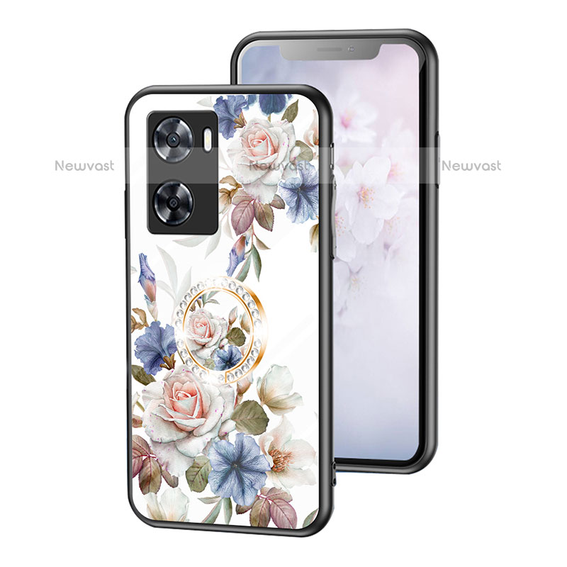 Silicone Frame Flowers Mirror Case Cover S01 for OnePlus Nord N20 SE White