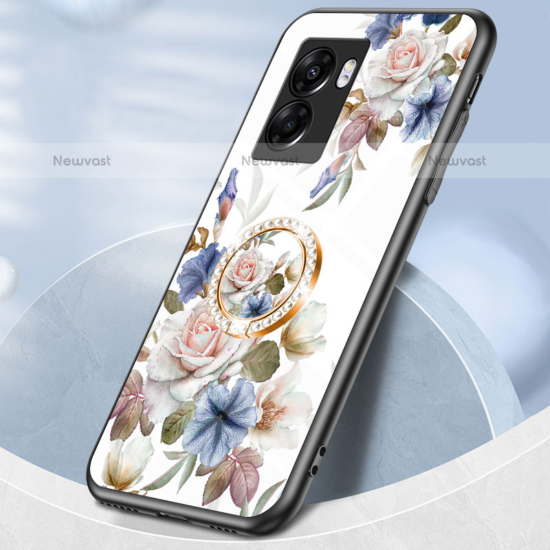 Silicone Frame Flowers Mirror Case Cover S01 for OnePlus Nord N300 5G