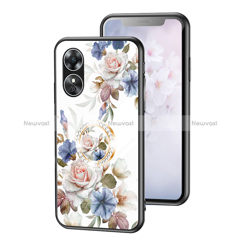 Silicone Frame Flowers Mirror Case Cover S01 for Oppo A17