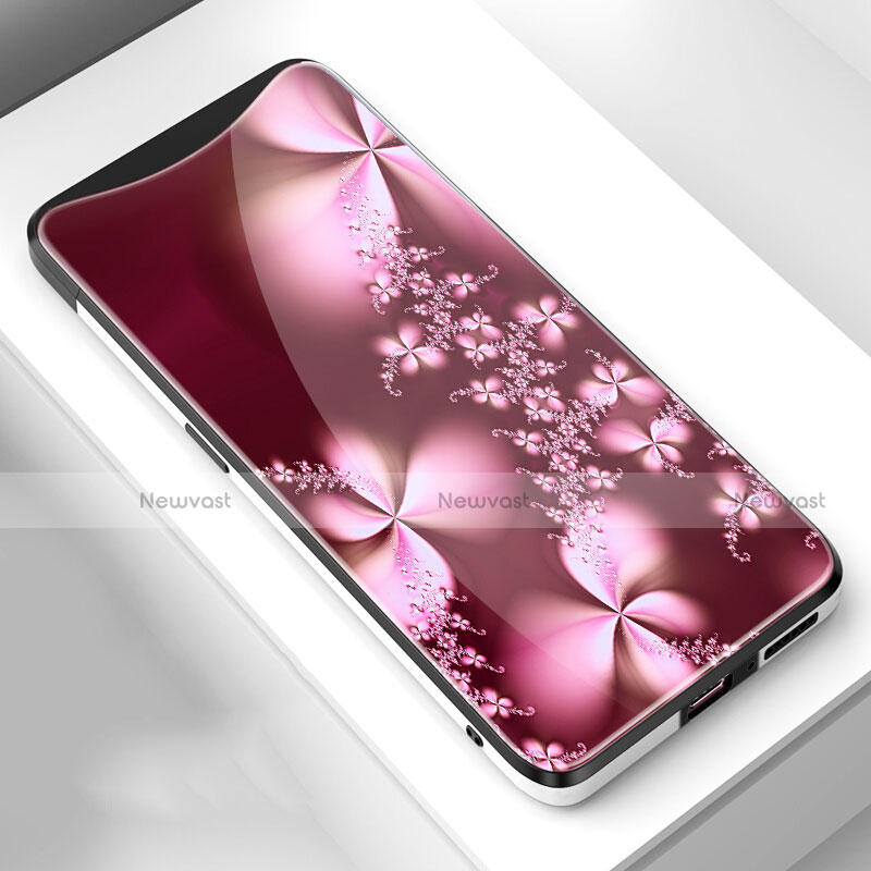 Silicone Frame Flowers Mirror Case Cover S01 for Oppo Find X Super Flash Edition