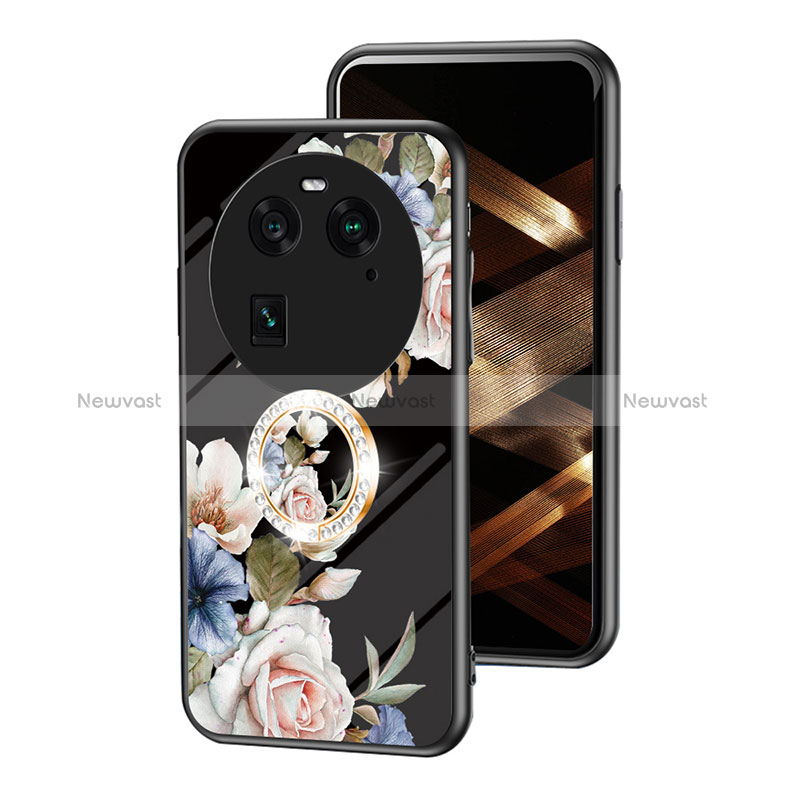 Silicone Frame Flowers Mirror Case Cover S01 for Oppo Find X6 5G