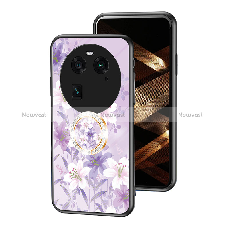 Silicone Frame Flowers Mirror Case Cover S01 for Oppo Find X6 5G
