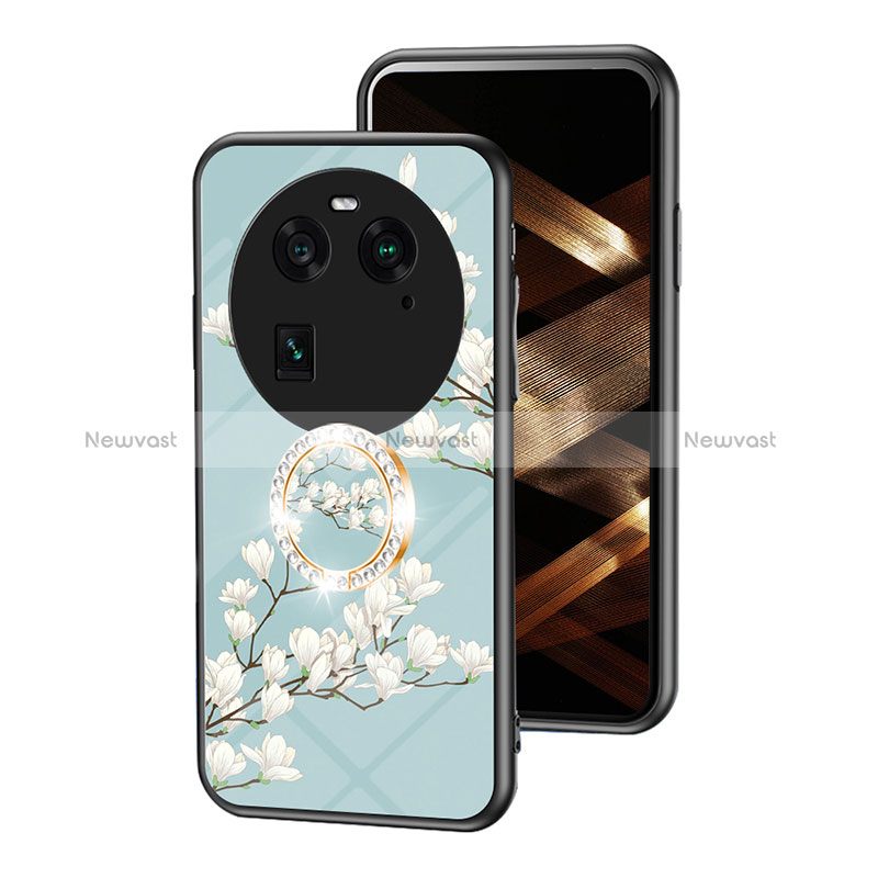 Silicone Frame Flowers Mirror Case Cover S01 for Oppo Find X6 Pro 5G