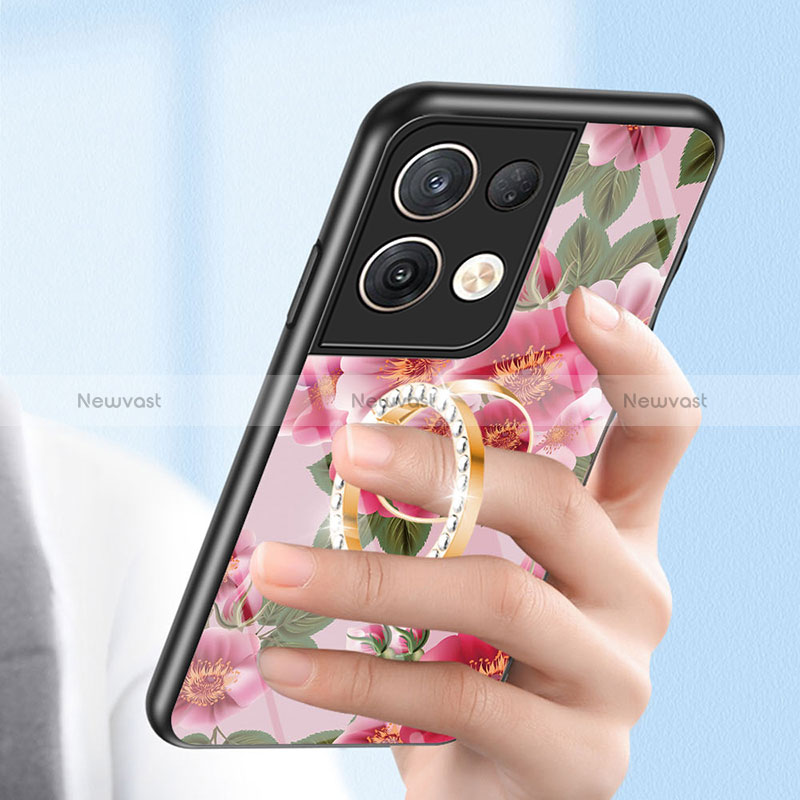 Silicone Frame Flowers Mirror Case Cover S01 for Oppo Reno8 Pro 5G