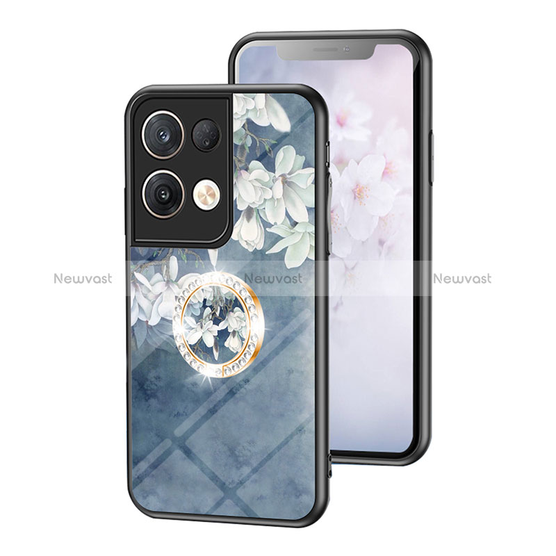 Silicone Frame Flowers Mirror Case Cover S01 for Oppo Reno8 Pro+ Plus 5G