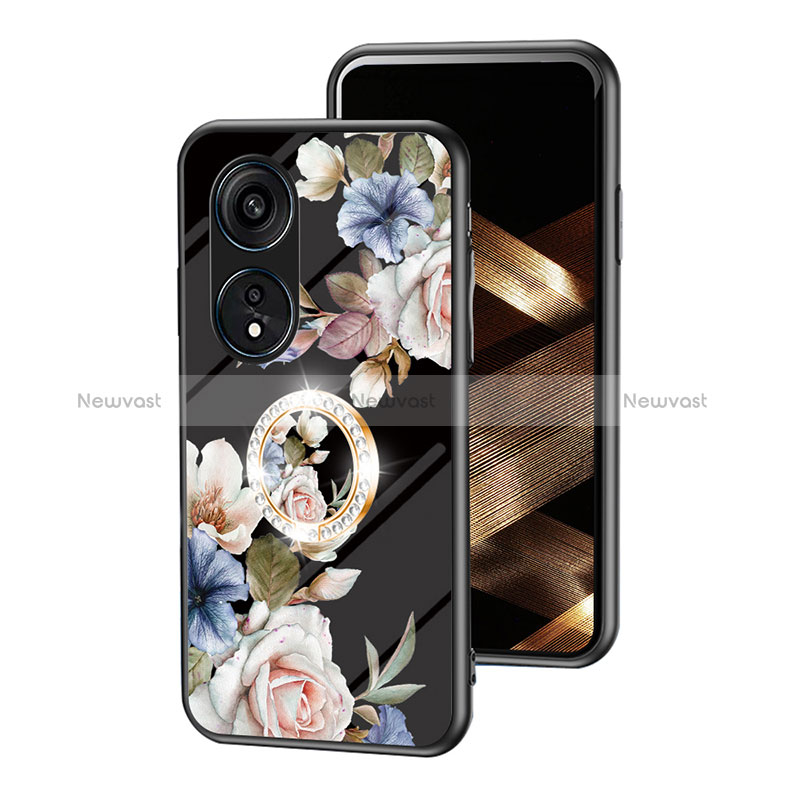 Silicone Frame Flowers Mirror Case Cover S01 for Oppo Reno8 T 4G